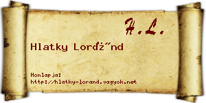 Hlatky Loránd névjegykártya